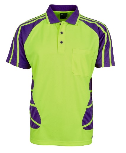 hi vis polo shirt for women purple and neon green